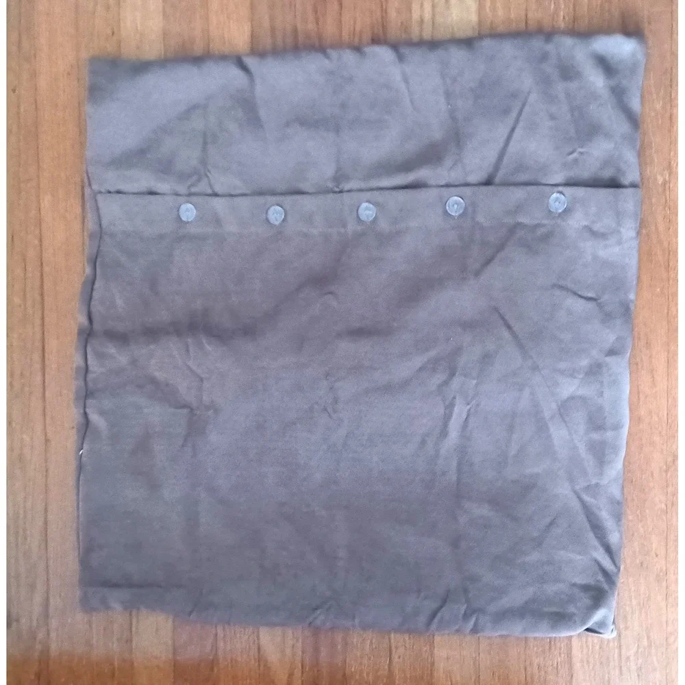 E&E Co Taupe Faux Suede Square Pillow Sham Cover 24x24 Lattice Trim Button Back